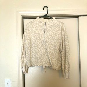Old Navy Cheetah Print Cropped Quarter Zip